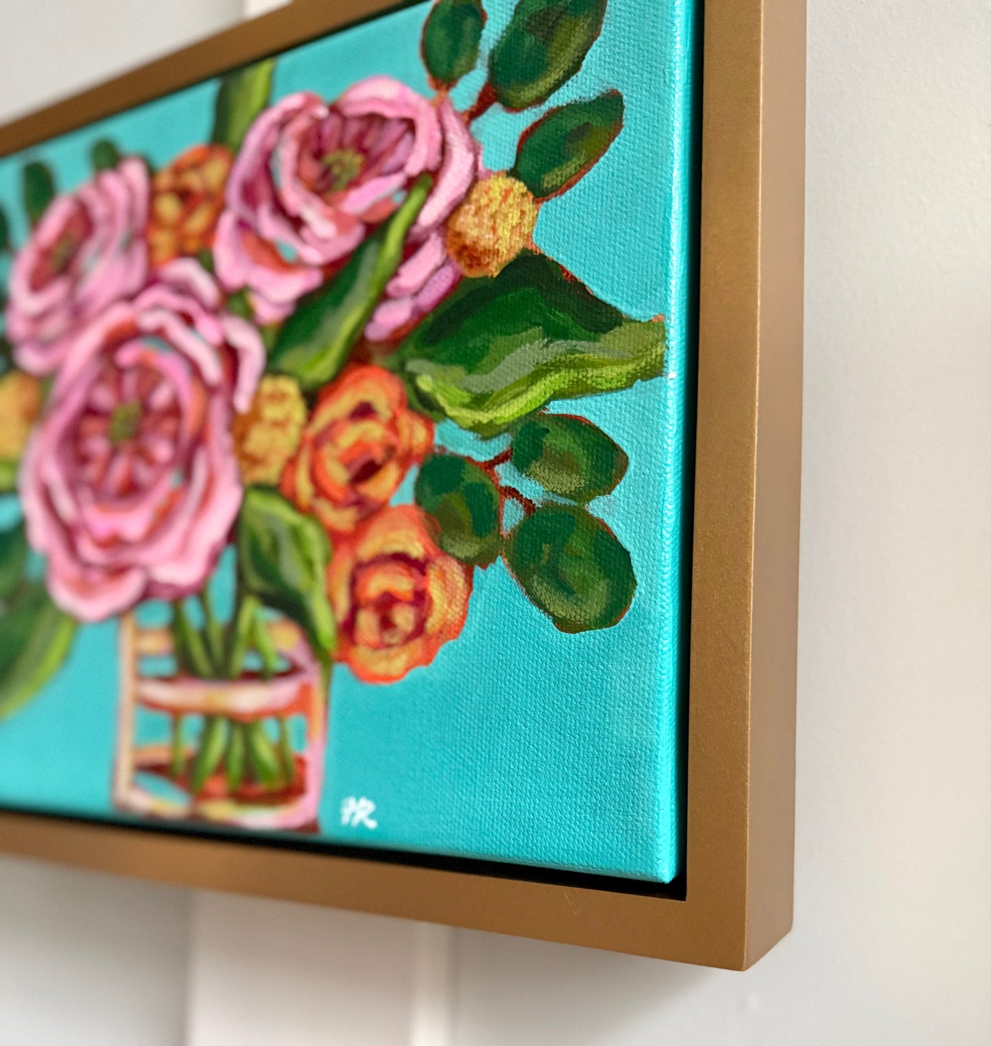 Freshly Gathered 8”x10” framed in gold painted wood frame