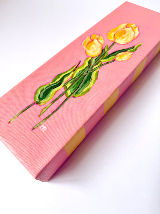 Butter Yellow Tulips 4”x 12” Painting