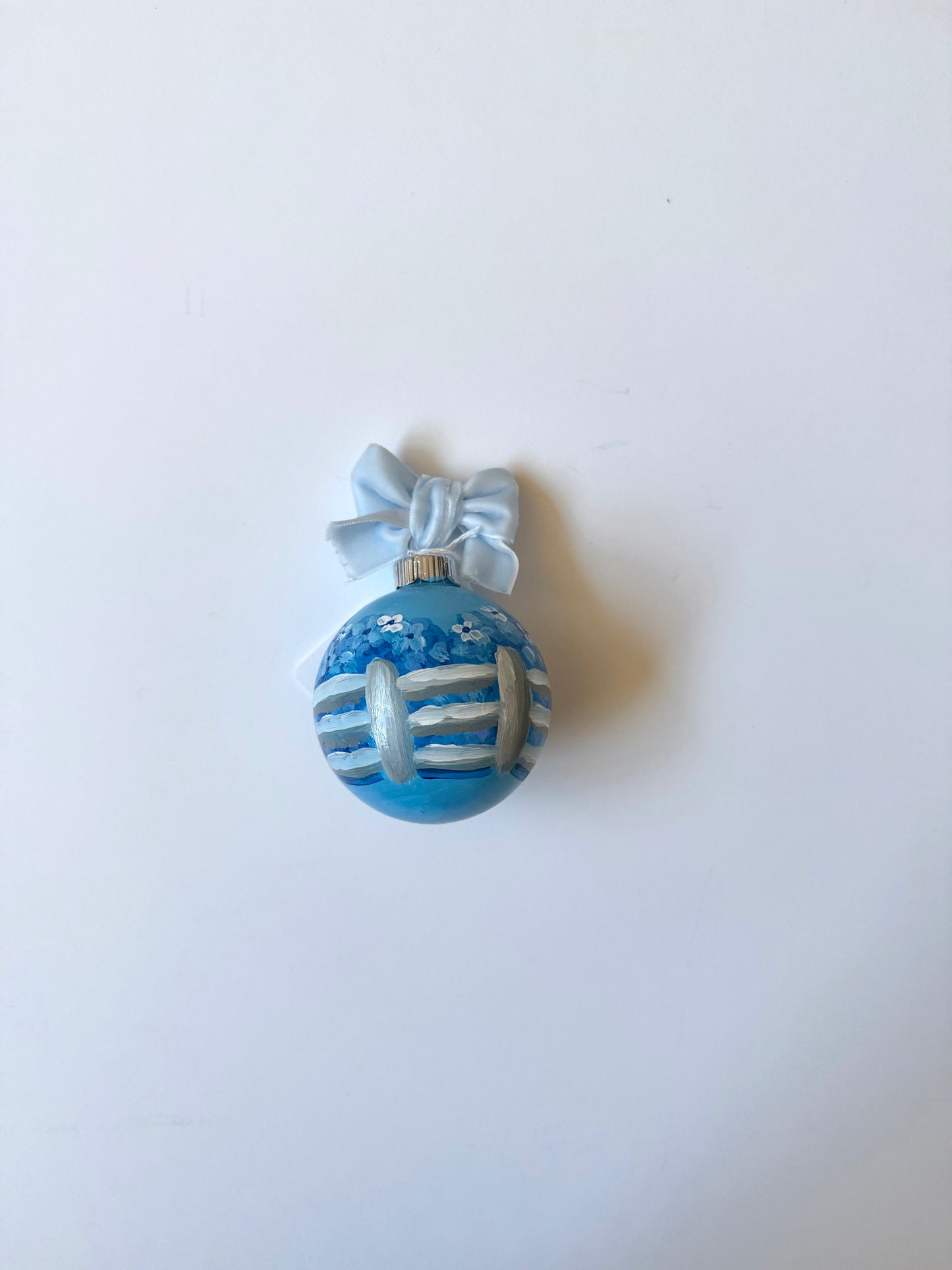 Blue hydrangea fence ornament