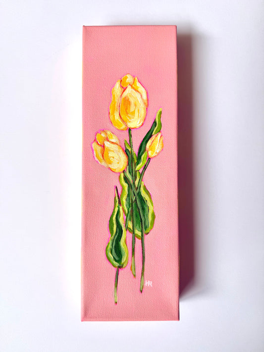 Butter Yellow Tulips 4”x 12” Painting