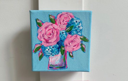 Hello Beautiful 4”x 4” Acrylic painting