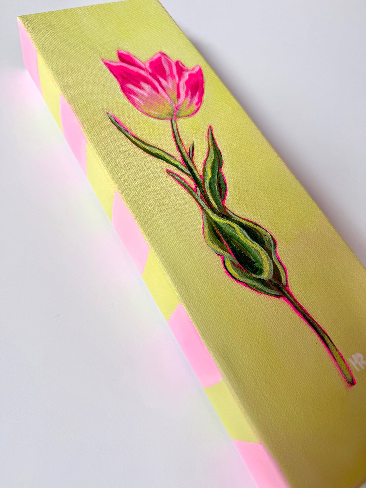 Pink Tulip 4”x12” Painting
