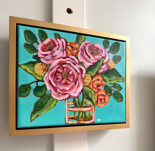 Freshly Gathered 8”x10” framed in gold painted wood frame