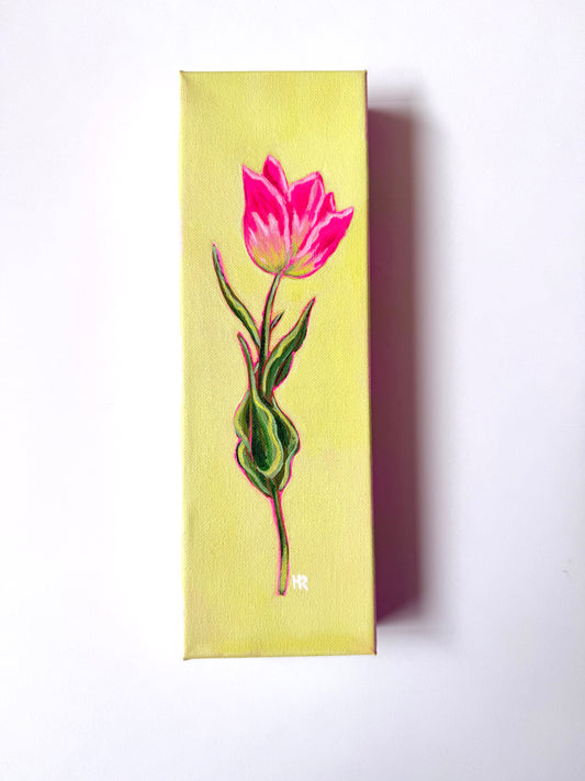 Pink Tulip 4”x12” Painting
