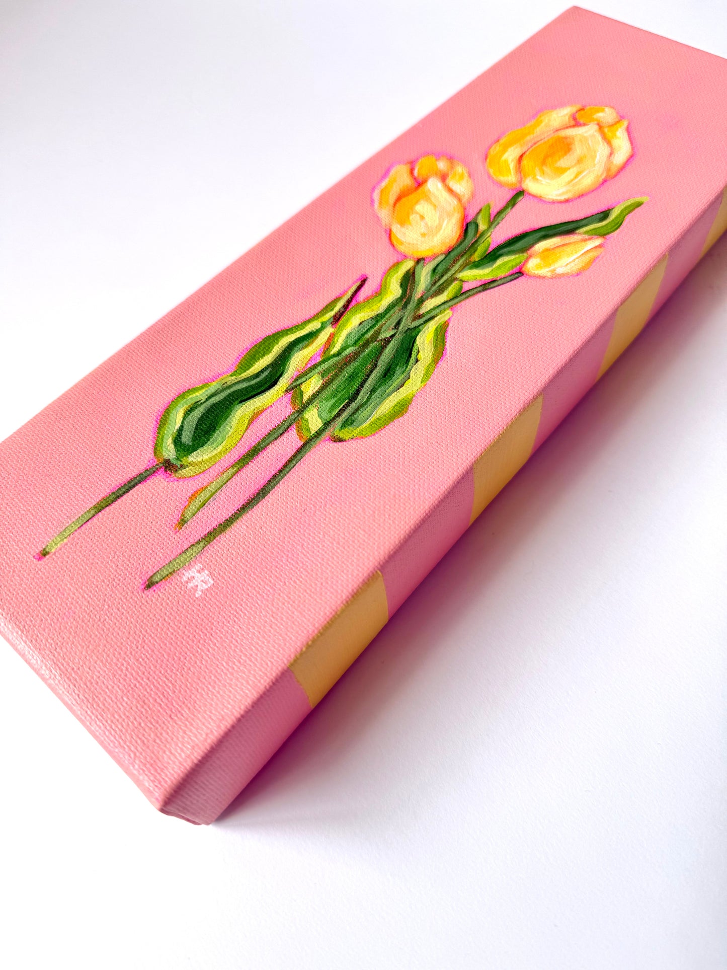 Butter Yellow Tulips 4”x 12” Painting